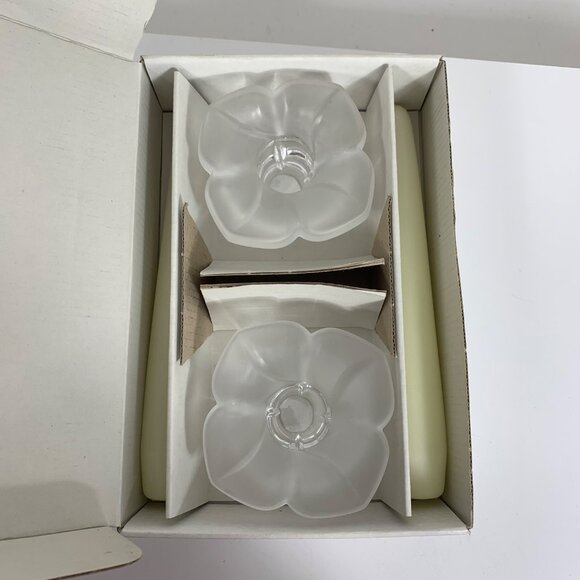 Paul Sebastian Design Lead Crystal Flower Taper Candle Holders With Box - Picture 8 of 8